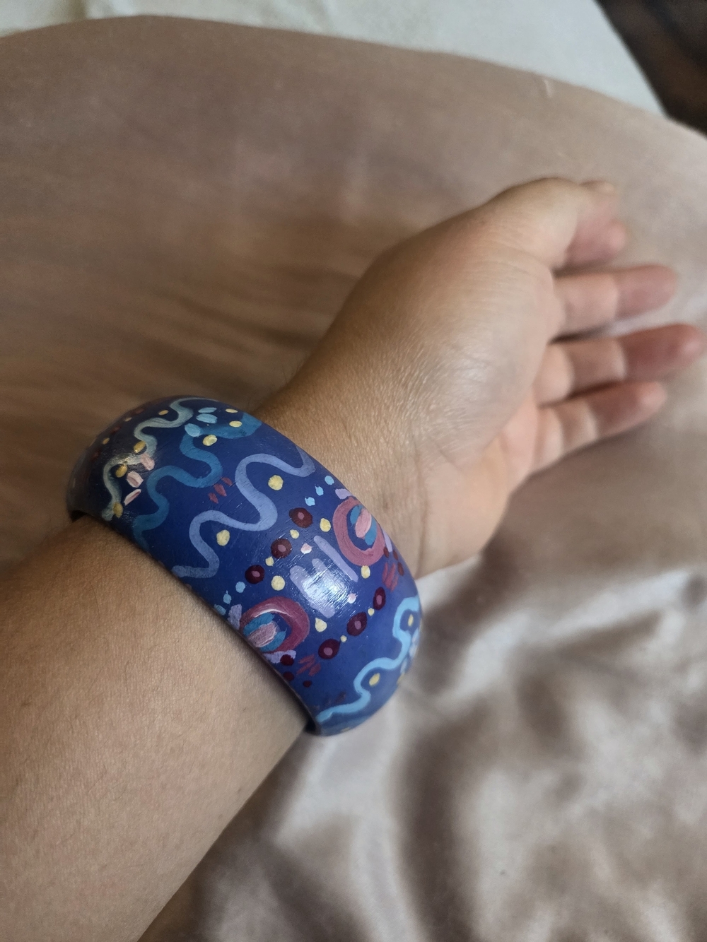 Hand Painted Wooden Bangle Blues